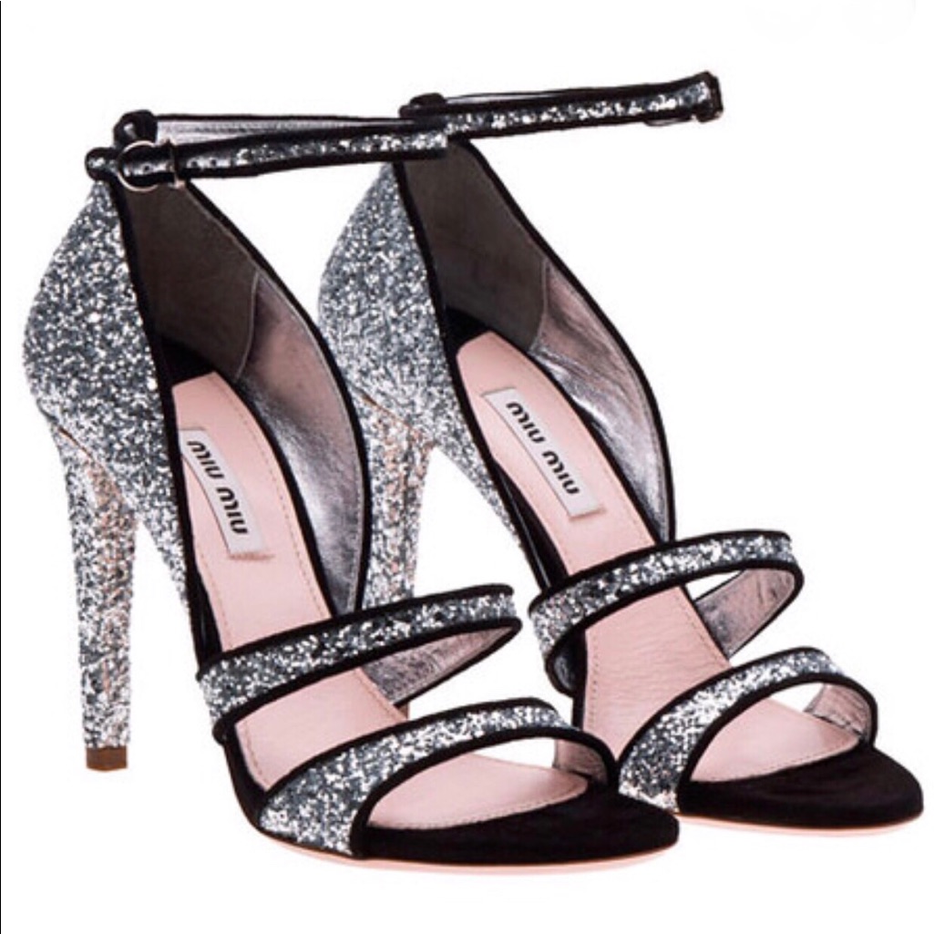 Miu Miu Glitter Sandals 8